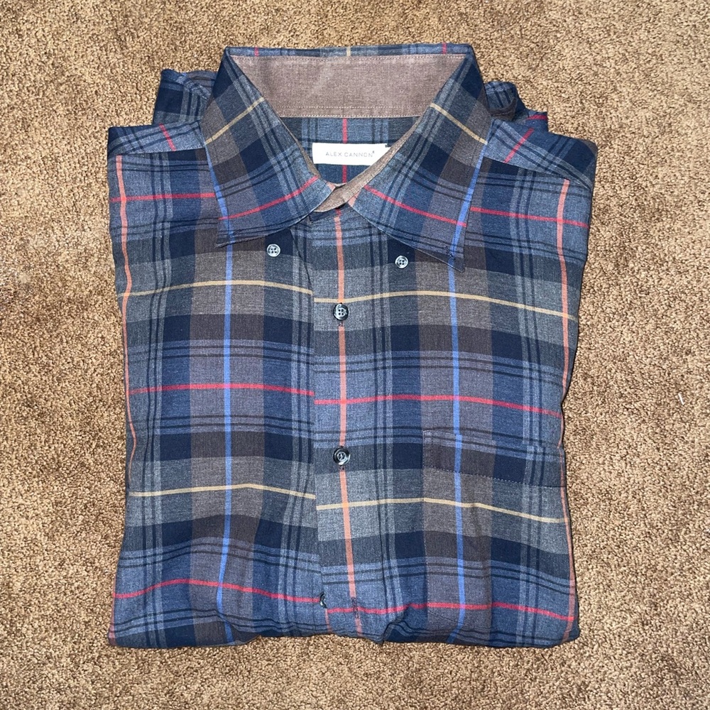 Blue and Brown Casual Button Down Shirt